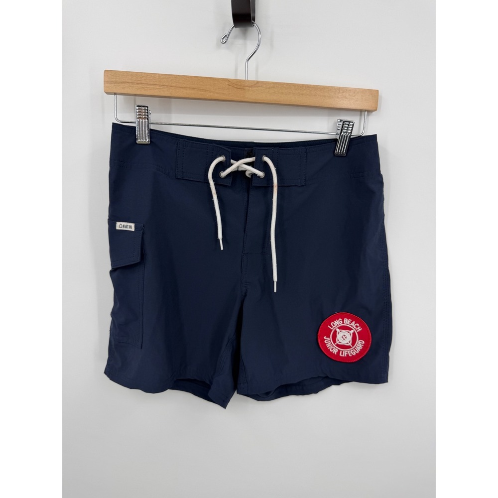 Katin Long‎ Beach Junior Lifeguard Board Shorts Kids 28 Navy Blue Patch Swim